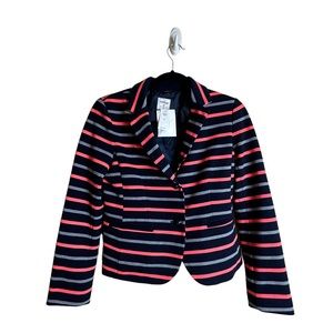 Gap The Academy Blazer Jacket NWT Neon Coral and Navy Blue Womens Size 4 Petite